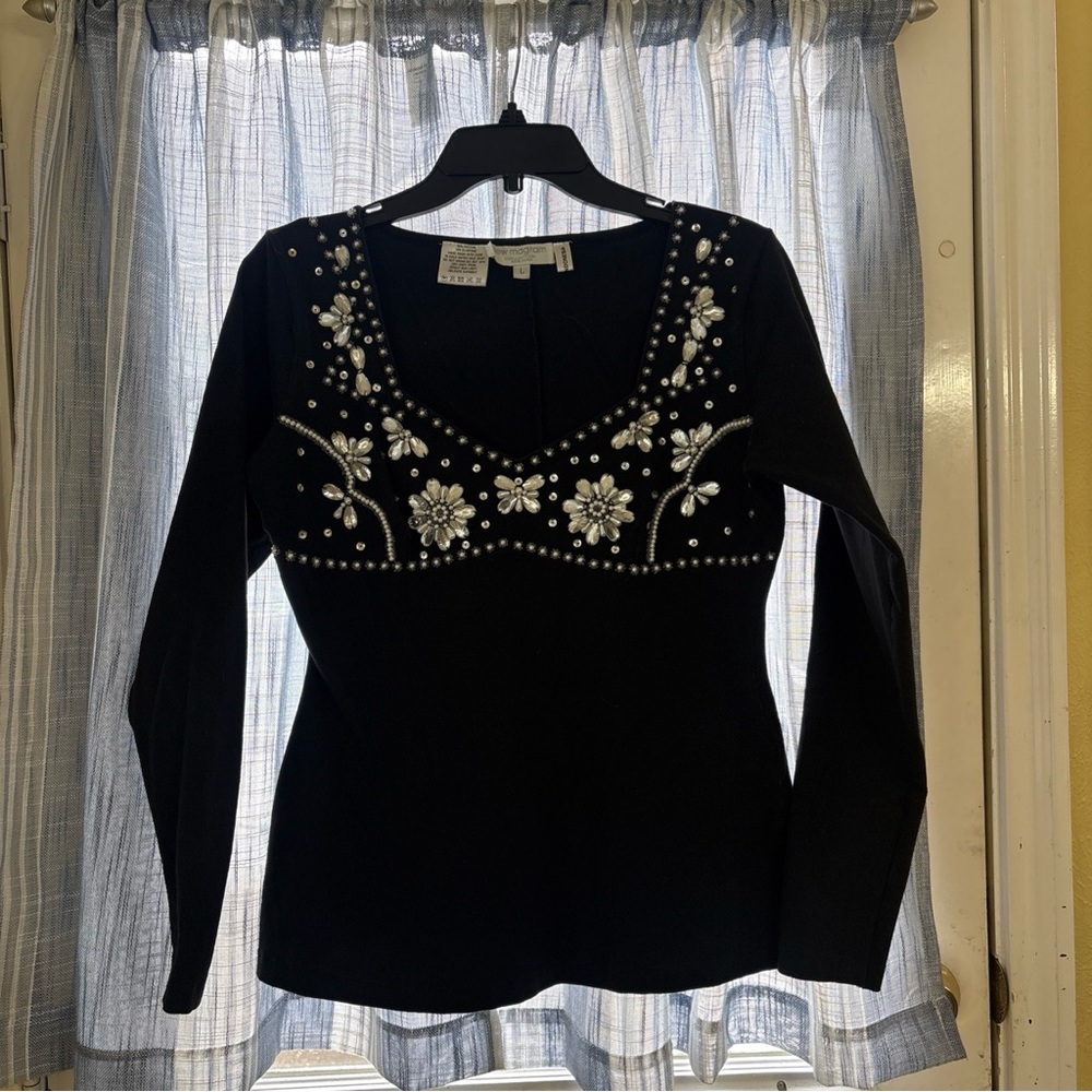 Embellished Black Top